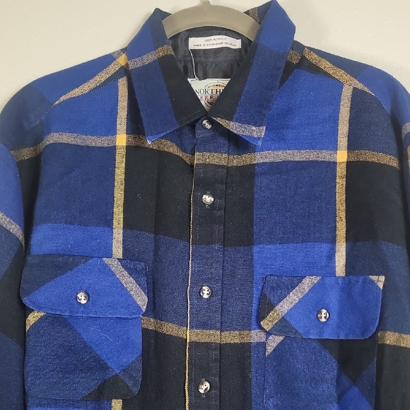 Y2K Northwest Territory Mens Plaid Flannel Button Up Shirt Size XL Blue Vintage - Picture 2 of 11